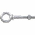 Hillman Hardware Essentials Eye Bolt with Nut, 3/8in Thread, Coarse Thread, 1200 lb Working Load, Galvanized 851889